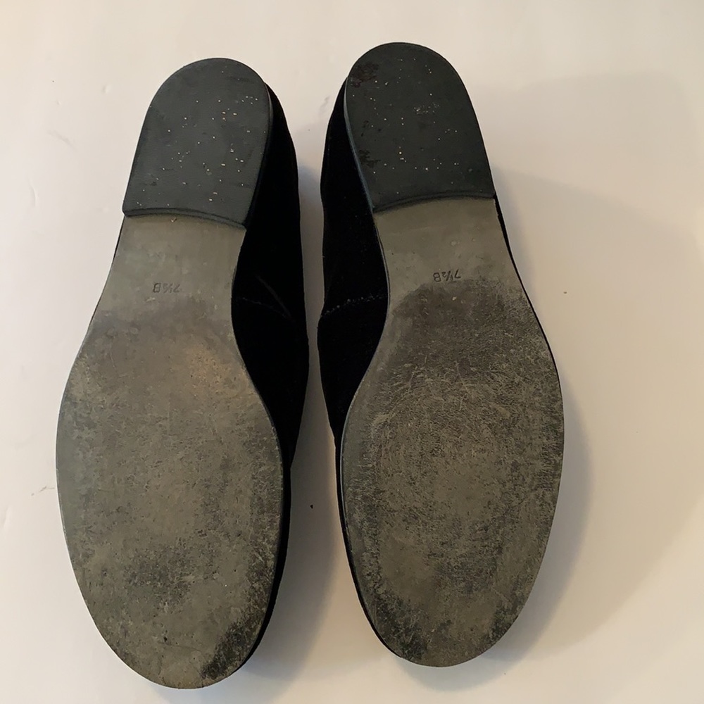 J JILL BLACK VELVET FLATS SZ 7 1/2 B FABRIC UPPER LEATHER LINING AND SOLES - Picture 4 of 8